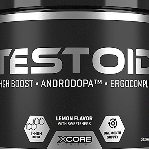 Xcore Nutrition, Testoid en Polvo, Suplemento Anabólico, Con Sabor a Limón, 240g, 26 dosis