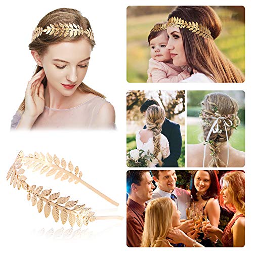 XCOZU - Corona de hojas romanas, tiara de oro con banda de hojas, diadema para novia, para chicas, tocado de hoja de laurel, tocado bohemio XCOZU - Corona de hojas romanas, tiara de oro con banda de hojas, diadema para novia, para chicas, tocado de hoja de laurel, tocado bohemio