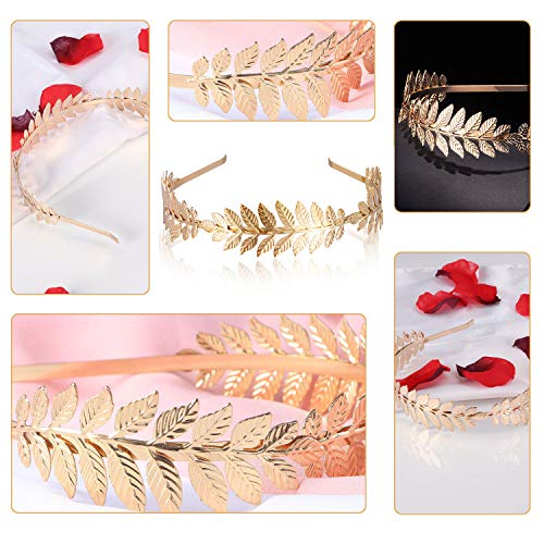XCOZU - Corona de hojas romanas, tiara de oro con banda de hojas, diadema para novia, para chicas, tocado de hoja de laurel, tocado bohemio XCOZU - Corona de hojas romanas, tiara de oro con banda de hojas, diadema para novia, para chicas, tocado de hoja de laurel, tocado bohemio