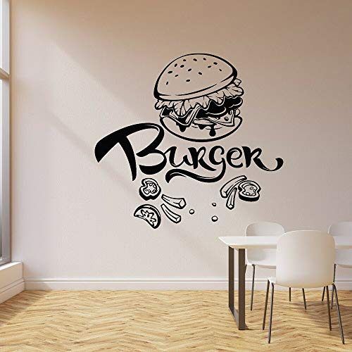 XCSJX Burger Tatuajes de Pared Comida rápida café Restaurante Comedor decoración Vinilo guardería habitación de los niños Interior Pegatinas de Pared decoración del hogar 50x49 cm