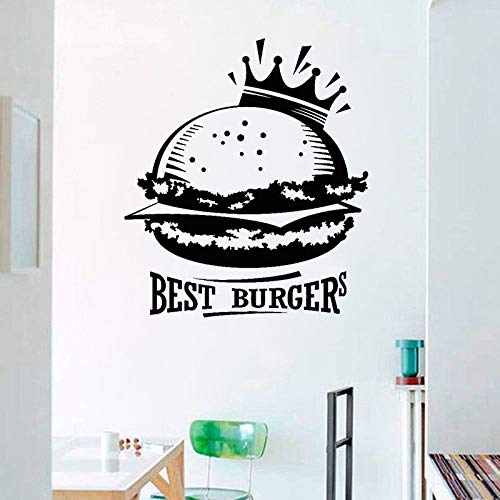 XCSJX Calcomanías de Vinilo para Pared Best Burger Crown Comida rápida cafetería decoración Pegatinas de Pared Restaurante de Hamburguesas Accesorios de decoración de Cocina 71x63 cm