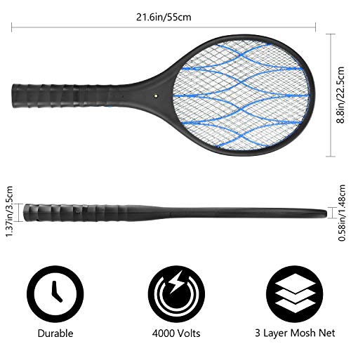 Xddias Raqueta Mosquitos Eléctrico, Anti Moscas Insectos Zapper Swatter Electrica, USB Recargable, 4000 Voltios, Iluminación LED, Dos Capas de rotección de Malla Xddias Raqueta Mosquitos Eléctrico, Anti Moscas Insectos Zapper Swatter Electrica, USB Recargable, 4000 Voltios, Iluminación LED, Dos Capas de rotección de Malla