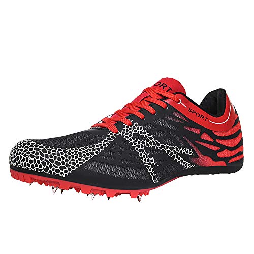 XFQ Los Hombres De Los Zapatos De Pista Y Campo, Correr Spikes Spikes Junior Sprint Estudiante Cabritos Que Se Ejecutan Dedicados Zapatos De Salto De Longitud Competición del Entrenamiento,Rojo,42