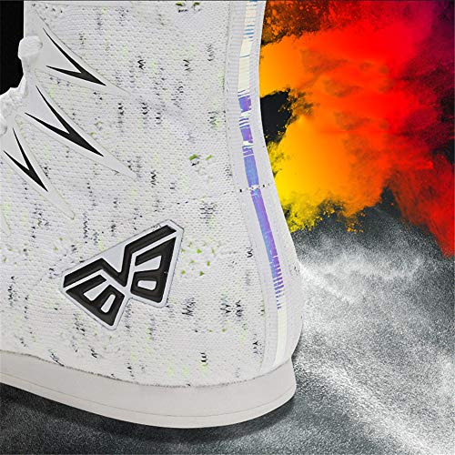 XFQ Zapatos De Boxeo Niños, Entrenamiento De Combate Botas De Alta Top Zapatillas De Deporte De Fitness Transpirable Lucha,Blanco,38EU