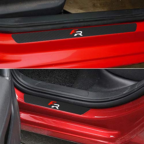 XHULIWQ 4PCS Impermeable Etiqueta de Fibra de Carbono Accesorios de protección para automóviles Automóviles, para Seat FR + Leon Ibiza Cupra