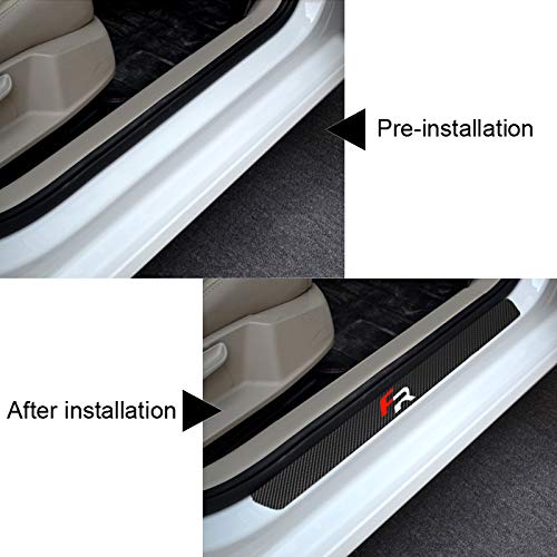 XHULIWQ 4PCS Impermeable Etiqueta de Fibra de Carbono Accesorios de protección para automóviles Automóviles, para Seat FR + Leon Ibiza Cupra