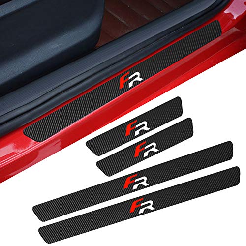 XHULIWQ 4PCS Impermeable Etiqueta de Fibra de Carbono Accesorios de protección para automóviles Automóviles, para Seat FR + Leon Ibiza Cupra