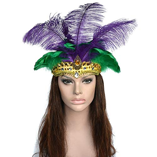 XIANGBAO-Tocado Accesorios Tocado Hecho a Mano Tocado de Plumas de Avestruz de Color Natural Danza del Vientre ecológica Accesorios de Disfraces de Danza India (Color : Purple Green) XIANGBAO-Tocado Accesorios Tocado Hecho a Mano Tocado de Plumas de Avestruz de Color Natural Danza del Vientre ecológica Accesorios de Disfraces de Danza India (Color : Purple Green)