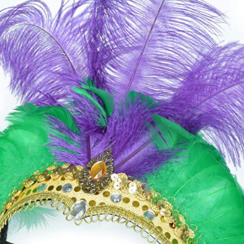 XIANGBAO-Tocado Accesorios Tocado Hecho a Mano Tocado de Plumas de Avestruz de Color Natural Danza del Vientre ecológica Accesorios de Disfraces de Danza India (Color : Purple Green)