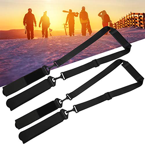 xianshi Correa de Hombro, Correa de Hombro Ajustable para Snowboard, Correa de fijación de Trineo Cinturón de fijación de esquís Negros 127Cm para Transporte de Bastones de esquí Snowboard