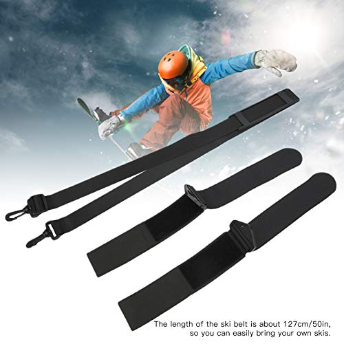 xianshi Correa de Hombro, Correa de Hombro Ajustable para Snowboard, Correa de fijación de Trineo Cinturón de fijación de esquís Negros 127Cm para Transporte de Bastones de esquí Snowboard