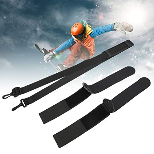 xianshi Correa de Hombro, Correa de Hombro Ajustable para Snowboard, Correa de fijación de Trineo Cinturón de fijación de esquís Negros 127Cm para Transporte de Bastones de esquí Snowboard