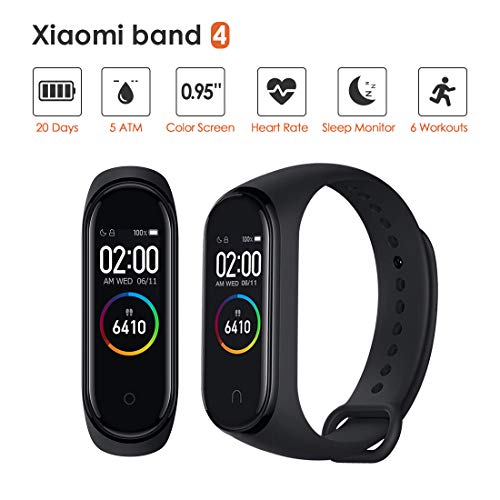 Xiaomi Mi Band 4 Pulsera de Actividad,Monitores de Actividad,Pantalla Pulsómetro Fitness Tracker, Smartwatch con 0.95''Pantalla AMOLED a Color ,con ios y Android,Negro