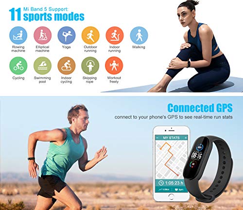 Xiaomi MI Band 5 Pulsera de Actividad, Monitores de Actividad, Pantalla Fitness Tracker, Smartwatch100 Fondos de Pantalla temáticos, Bracelet 1.1”Pantalla Dinámica Color, 50M a Prueba de Agua（2020）