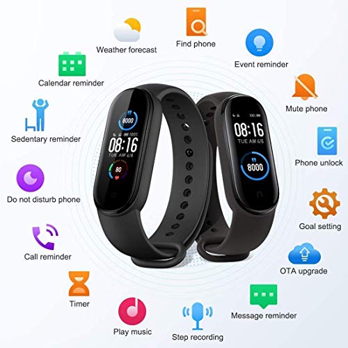 Xiaomi MI Band 5 Pulsera de Actividad, Monitores de Actividad, Pantalla Fitness Tracker, Smartwatch100 Fondos de Pantalla temáticos, Bracelet 1.1”Pantalla Dinámica Color, 50M a Prueba de Agua（2020）