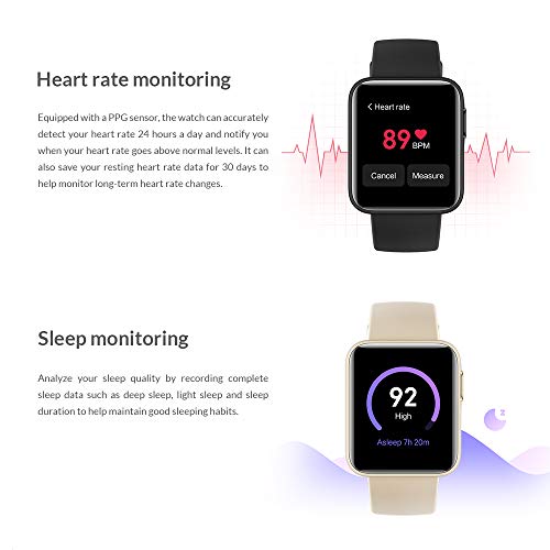 Xiaomi Mi Watch Lite Smartwatch Sport Fitness Trackers 1.4"Pantalla TFT 5ATM Resistencia Monitoreo del Ritmo Cardíaco Monitoreo del Sueño Ejercicios de Respiración Actividades Banda (Negro)