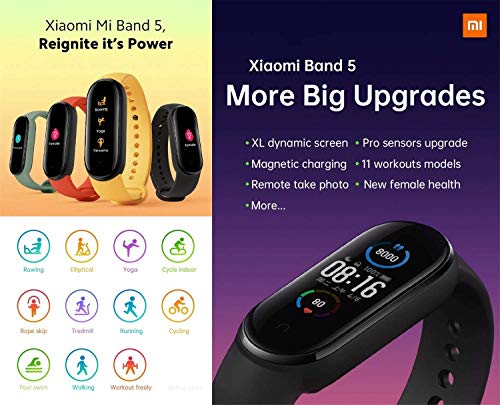Xiaomi Nuevo Band 5 - Monitor de frecuencia cardíaca, Monitor de sueño, Salud Femenina, 11 Modos de Entrenamiento, 50 Metros a Prueba de Agua, Negro (MI 3) Xiaomi Nuevo Band 5 - Monitor de frecuencia cardíaca, Monitor de sueño, Salud Femenina, 11 Modos de Entrenamiento, 50 Metros a Prueba de Agua, Negro (MI 3)