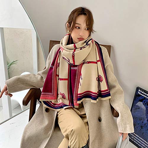 XIAOQIU Bufanda Carro del Caballo de la Cadena Caliente de la Bufanda for Las Mujeres Invierno de la Cachemira de Pashmina Bufanda Chales Mujer Gruesa Capa Wraps Foulard Chal