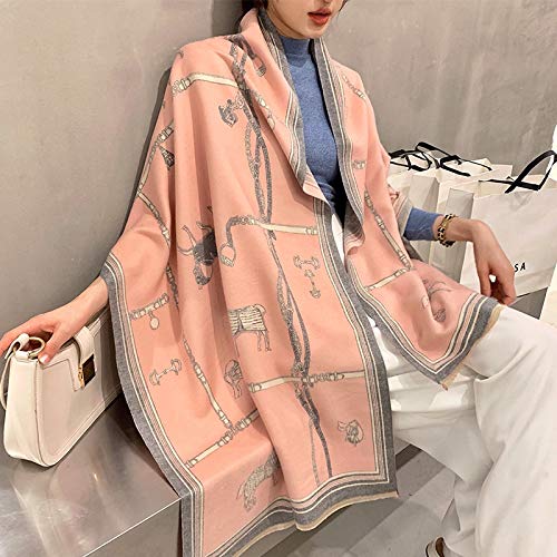 XIAOQIU Bufanda Carro del Caballo de la Cadena Caliente de la Bufanda for Las Mujeres Invierno de la Cachemira de Pashmina Bufanda Chales Mujer Gruesa Capa Wraps Foulard Chal