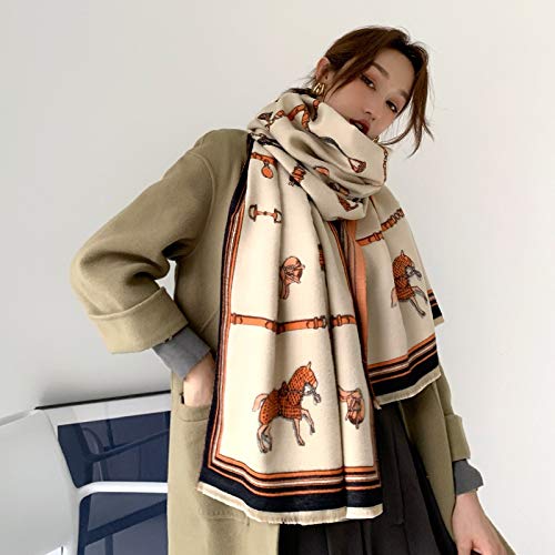 XIAOQIU Bufanda Carro del Caballo de la Cadena Caliente de la Bufanda for Las Mujeres Invierno de la Cachemira de Pashmina Bufanda Chales Mujer Gruesa Capa Wraps Foulard Chal XIAOQIU Bufanda Carro del Caballo de la Cadena Caliente de la Bufanda for Las Mujeres Invierno de la Cachemira de Pashmina Bufanda Chales Mujer Gruesa Capa Wraps Foulard Chal