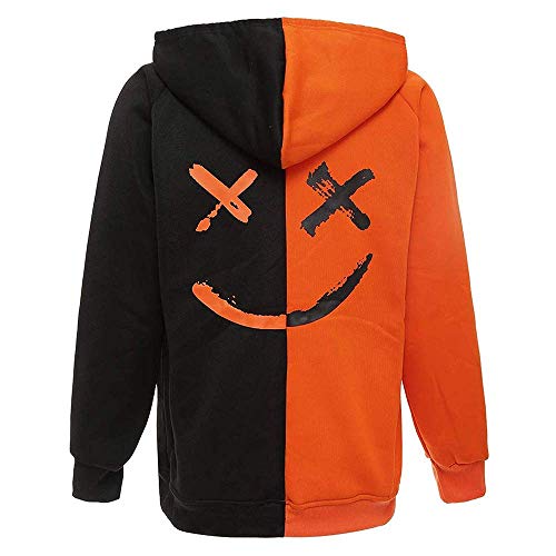 XIAOYAO Hombre Sudadera con Capucha Deportiva Manga Larga Hoodie Casual Camisa de Entrenamiento (L, Naranja Negro) XIAOYAO Hombre Sudadera con Capucha Deportiva Manga Larga Hoodie Casual Camisa de Entrenamiento (L, Naranja Negro)