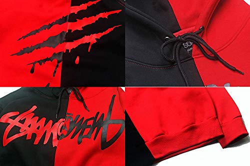 XIAOYAO Hombre Sudadera con Capucha Deportiva Manga Larga Hoodie Casual Camisa de Entrenamiento (L, Rojo Negro 2) XIAOYAO Hombre Sudadera con Capucha Deportiva Manga Larga Hoodie Casual Camisa de Entrenamiento (L, Rojo Negro 2)