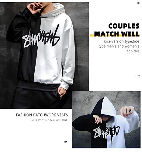 XIAOYAO Hombre Sudadera con Capucha Deportiva Manga Larga Hoodie Casual Camisa de Entrenamiento (M, Blanco Negro 2) XIAOYAO Hombre Sudadera con Capucha Deportiva Manga Larga Hoodie Casual Camisa de Entrenamiento (M, Blanco Negro 2)