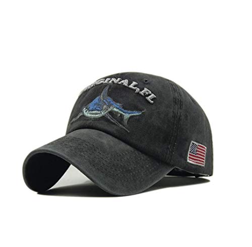 XibeiTrade Gorra de béisbol con diseño de tiburón bordado estilo polo de algodón lavado para hombres y mujeres - azul - Medium