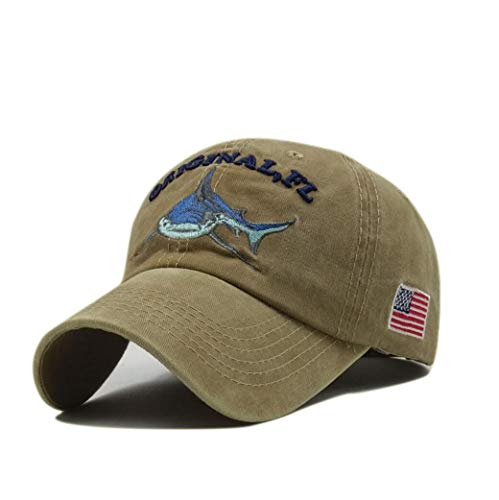 XibeiTrade Gorra de béisbol con diseño de tiburón bordado estilo polo de algodón lavado para hombres y mujeres - azul - Medium