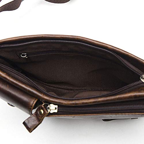 Xieben Bolsa De Cuero De La Vendimia Fanny Pack para Hombres Mujeres Viajes Caza Senderismo Escalada Multiuso Hip Bum Cinturón Delgado Teléfono Celular Monedero Bolsa Marrón