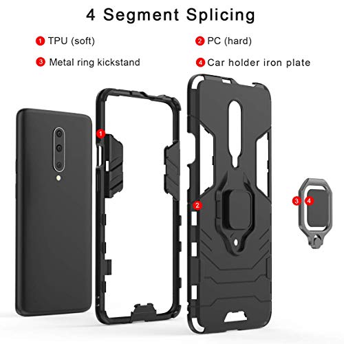 XIFAN Funda para Xiaomi Mi 9T, [Robusto] Anillo Metálico Soporte [Funciona con El Montaje De Coche Magnético] Case Carcasa, Rojo + 2 Piezas Protector de Pantalla