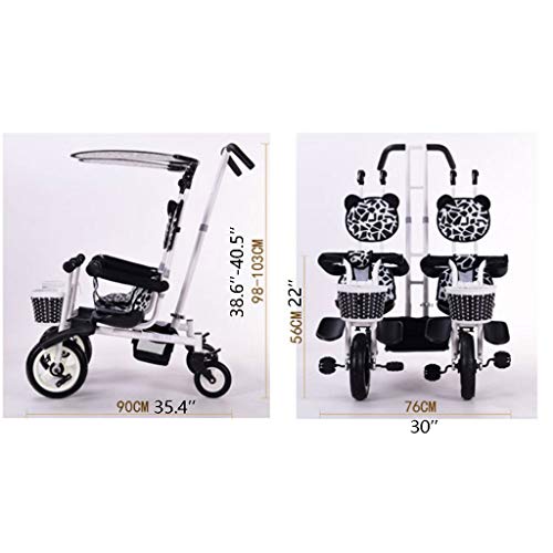 Xiix Cochecito de bebé Cochecito Doble Triciclo Bicicleta de bebé Doble Bicicleta Cinco Modos Gratis con 3 Puntos Protección de Seguridad Carro de bebé sillas de Paseo (Color : A)