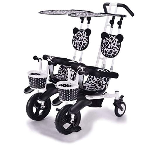Xiix Cochecito de bebé Cochecito Doble Triciclo Bicicleta de bebé Doble Bicicleta Cinco Modos Gratis con 3 Puntos Protección de Seguridad Carro de bebé sillas de Paseo (Color : A)