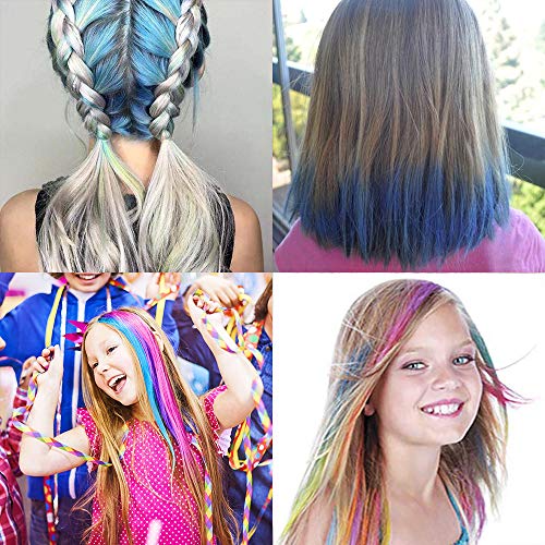 XIMU Tiza para el cabello, Tintes capilares con tiza Pluma de tinte temporal para el cabello de destello metálico No tóxico Lavable Pastel de pelo para niños y niñas (10 Colors)