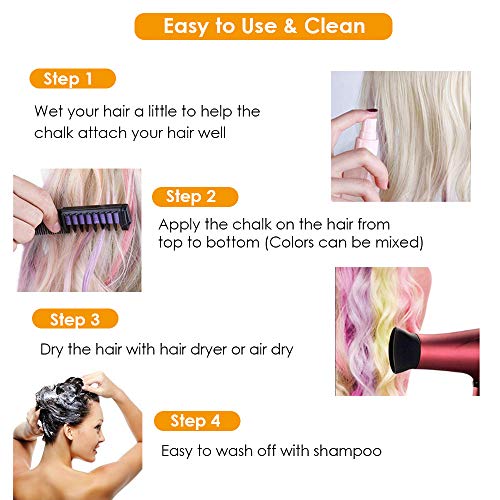 XIMU Tiza para el cabello, Tintes capilares con tiza Pluma de tinte temporal para el cabello de destello metálico No tóxico Lavable Pastel de pelo para niños y niñas (10 Colors) XIMU Tiza para el cabello, Tintes capilares con tiza Pluma de tinte temporal para el cabello de destello metálico No tóxico Lavable Pastel de pelo para niños y niñas (10 Colors)
