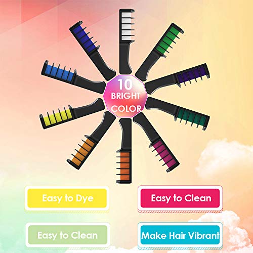 XIMU Tiza para el cabello, Tintes capilares con tiza Pluma de tinte temporal para el cabello de destello metálico No tóxico Lavable Pastel de pelo para niños y niñas (10 Colors) XIMU Tiza para el cabello, Tintes capilares con tiza Pluma de tinte temporal para el cabello de destello metálico No tóxico Lavable Pastel de pelo para niños y niñas (10 Colors)