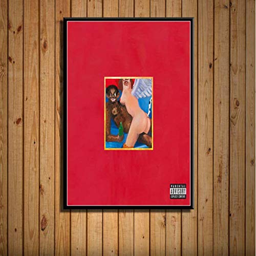 Xin Yao Store My Beautiful Dark Twisted Fantasy Kanye West Hot Music Album Cover Hip Hop Art Silk Painting Canvas Wall Poster Home Decor50X70Cm