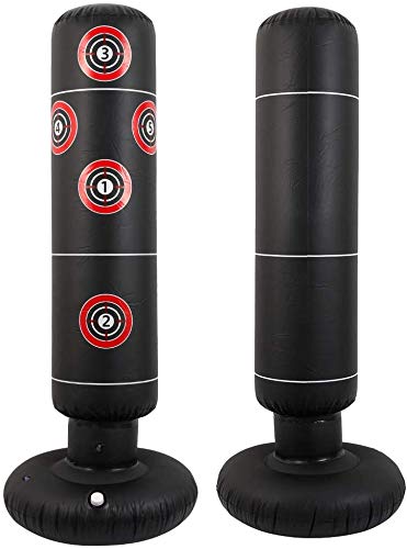 xingletu Saco de boxeo inflable de pie, saco de boxeo de pie libre, bolsa de boxeo para fitness, soporte de torre de 160 cm, bolsa de arena de fitness con bomba de aire para adultos y niños xingletu Saco de boxeo inflable de pie, saco de boxeo de pie libre, bolsa de boxeo para fitness, soporte de torre de 160 cm, bolsa de arena de fitness con bomba de aire para adultos y niños