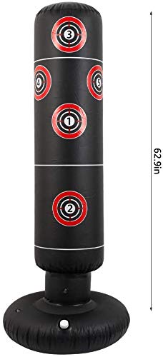 xingletu Saco de boxeo inflable de pie, saco de boxeo de pie libre, bolsa de boxeo para fitness, soporte de torre de 160 cm, bolsa de arena de fitness con bomba de aire para adultos y niños xingletu Saco de boxeo inflable de pie, saco de boxeo de pie libre, bolsa de boxeo para fitness, soporte de torre de 160 cm, bolsa de arena de fitness con bomba de aire para adultos y niños