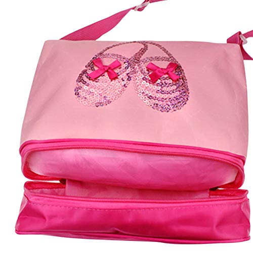 Xingsiyue Bolsa de baile latino para niñas - Ballet Bailarín con Doble Capa Compartimiento y Ajustable Correa Bolsa de mensajero