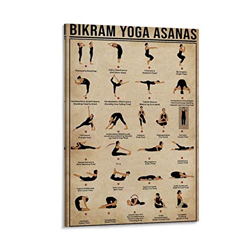 xingyao Póster retro de yoga Bikram Yoga Asanas Canvas Art Poster y Wall Art Print Modern Family Bedroom Decor Póster 40 x 60 cm