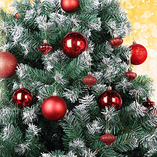Xinmeng 24pcs Bolas Arbol Navidad 4cm Bolas navideñas bolas de árbol de navidad adorno Decoración de Bolas Navideños Adornos Arbol Navidad Regalos de Colgantes de Navidad (rojo).