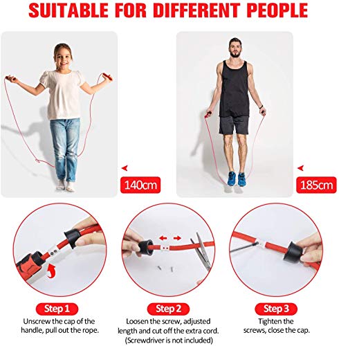 Xinmeng Cuerda de Saltar, Cuerda para Saltar de Fitness, Longitud Ajustable de 3 m y Asa Antideslizante Ideal for Fitness y Sin Enredos, Cuerda de Saltar para Crossfit, Ejercicio, Entrenamiento