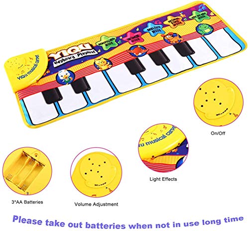 XINRUIBO Mujer Piano Musical, Teclado electrónico Play Mat Touch Play Manta con 8 Sonidos de Instrumentos, Instrumento Musical Toque Play Teclado Gimnasio Play Mat para niños Piano Infantil