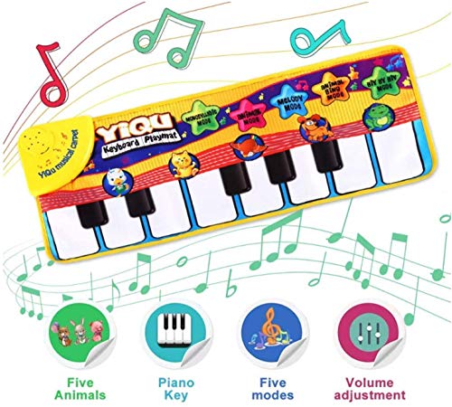 XINRUIBO Mujer Piano Musical, Teclado electrónico Play Mat Touch Play Manta con 8 Sonidos de Instrumentos, Instrumento Musical Toque Play Teclado Gimnasio Play Mat para niños Piano Infantil