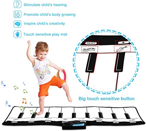 XINRUIBO Piano Mat, Teclado Playmat-19 Teclas Piso Piano Mat, 8 Instrumentos Sound Play Mats Dance For Child Boys Girls Gift 110 * 36 cm Piano Infantil
