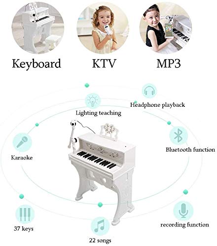 XINRUIBO Piano para niños, clásico 30 Llave Mini Mini bebé Piano Juguete de Piano con micrófono de Banco Mini Juguete Musical para niño Piano Infantil (Color : White)