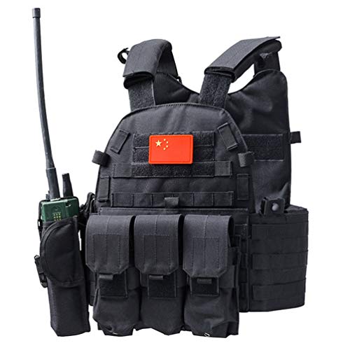 Xinwcang Chaleco Táctico Militar al Aire Libre Juego de Guerra Caza Tank Vest Combate Asalto Placa Camuflaje Vests para Camping Viaje Hiking Negro One Size