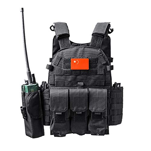 Xinwcang Chaleco Táctico Militar al Aire Libre Juego de Guerra Caza Tank Vest Combate Asalto Placa Camuflaje Vests para Camping Viaje Hiking Negro One Size