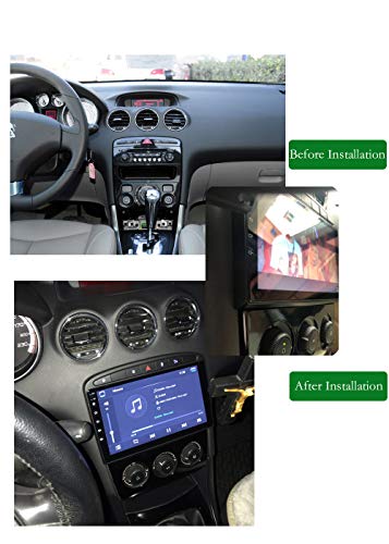 XISEDO In-Dash Android 9.0 Autoradio 9" Radio de Coche 4G RAM 64G ROM Car Radio Estéreo de Automóvil para Peugeot 308 (2008-2010) Soporte Control del Volante, RDS, Bluetooth, WiFi (Autoradio)